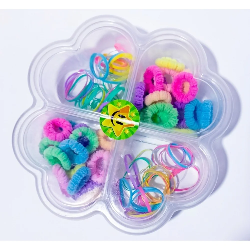 Set de colitas para cabello (caja flor)